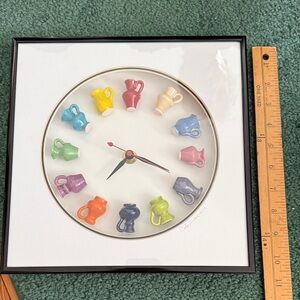Carlos Silva Centuries Clayworks Handmade Ceramic Pitcher Clock, signed and date